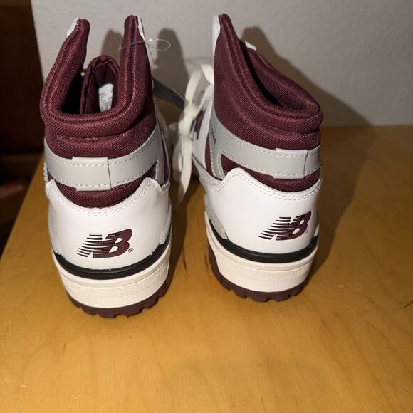 NEW BALANCE 650R MENS SIZE 13 WHITE BURGUNDY GRAY HIGH TOP COURT SNEAKER NEW - Picture 5 of 8